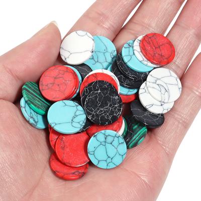 10-30pcs/Lot Flat Round Turquoise Cabochons Natural Stone Cabochon For Ring Necklace Making DIY Handmade Jewelry Accessories