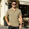 New Men's Business Casual Short Sleeved Bone Flower Solid Color POLO Shirt Fashion Breathable Comfortable Summer Versatile Top
