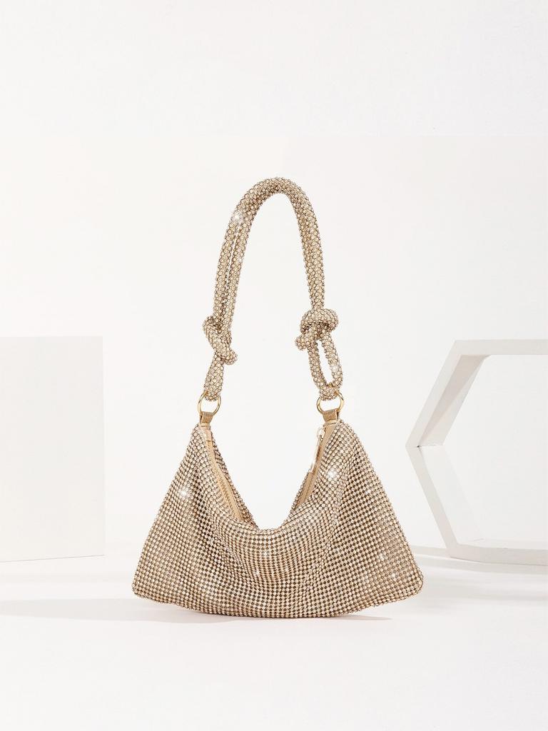 Diamantbesetzte Abendtasche Handgefertigte Bankett-Abendtasche Trendige Blitzer-Knoten-Strassstein-Tasche Partytasche Clutch