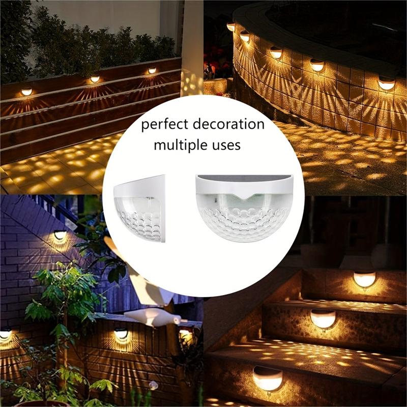 Solar-Powered Half-Circle Fence Lights Outdoor Wall Sconces Ambient Lighting Home Stair Lights Pillar Lights Outdoor Night Lights