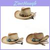 Ethnic Style Cowboy Sun Hat With Wide Brim Breathable Straw Summer Sun Protection For Men Women