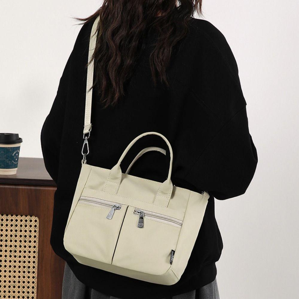 Casual Oxford Cloth Crossbody Bag Solid Color Canvas Tote Bag Nylon Cloth Handbag Unisex