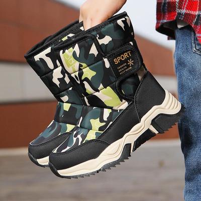 Bottes de Neige d'Hiver 2025 pour Enfants - Doublées de Velours, Épaisses, Chaudes et Antidérapantes pour Enfants Moyens et Grands
