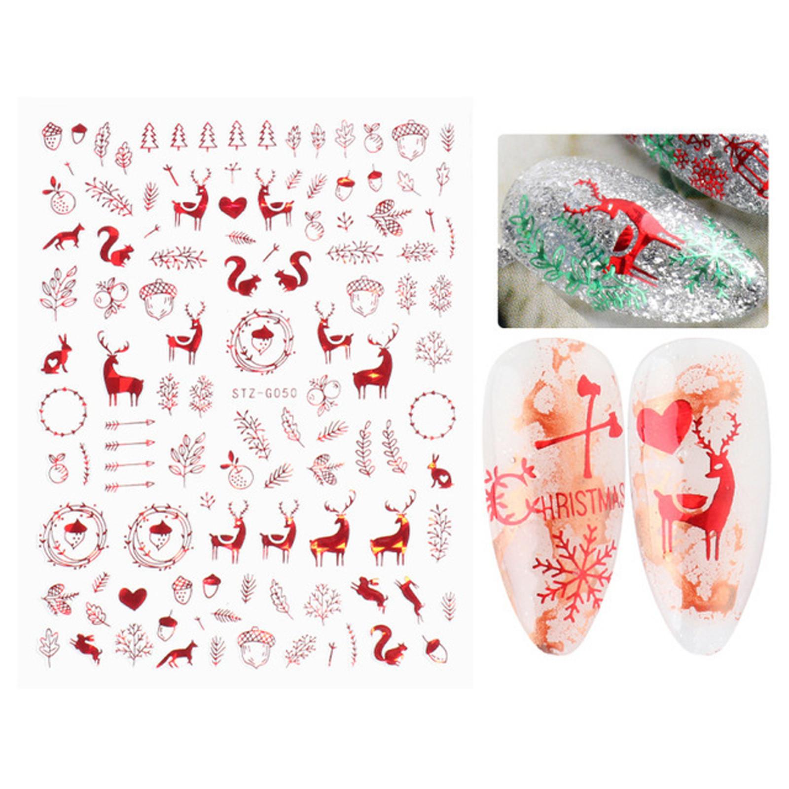 

Nail Stickers Christmas Series Nails Red Elk Snowflake Tree 3D Nail Decals