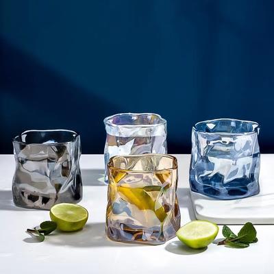New Creative Irregular Twisted Glass Cups Ins Style Pleated Whiskey Glass Beer Glass Red Wine Glasses Party Bar Wine Tumblers