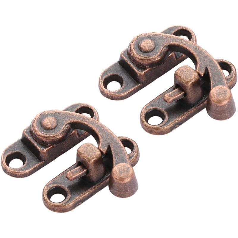 2 ks vintage háček, starožitné bronzové západky na krabici, malá spona s rohovým zámkem pro dřevěnou šperkovnici, dárkové pouzdro na víno, se šrouby