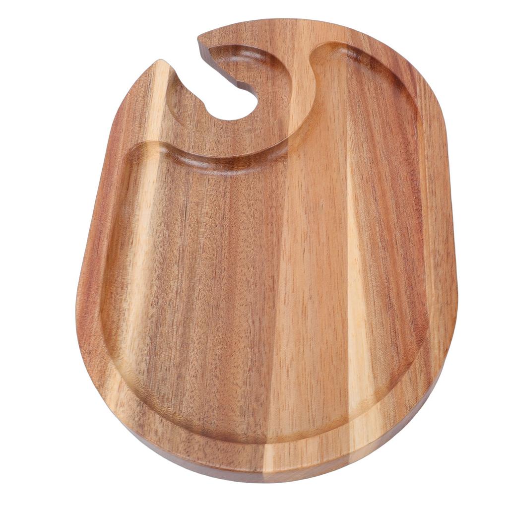 Wine Appetizer Plate Cheese Board Wooden Steak Plate with Wine Glass Holder for Party Gathering