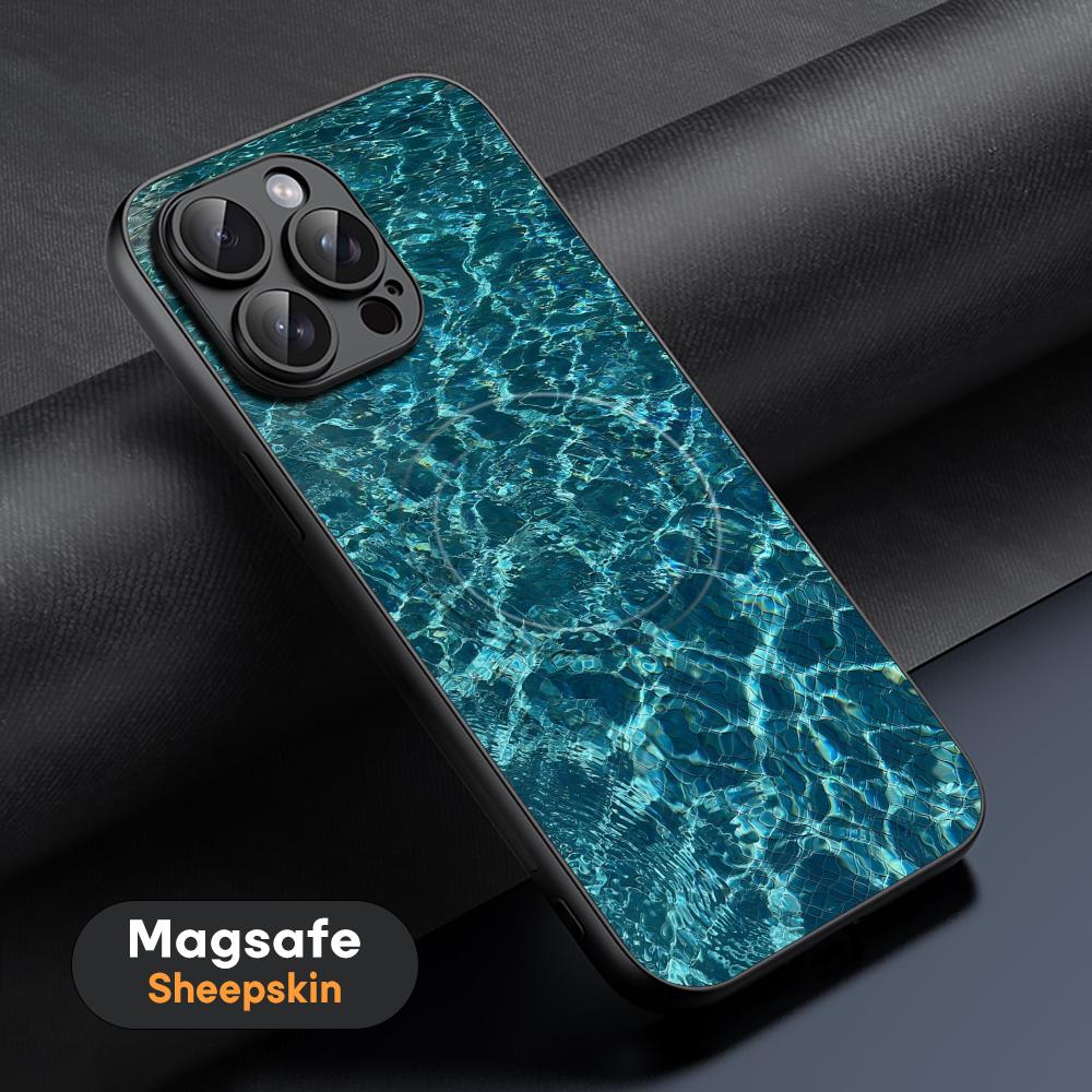 HD Seawater Art Popular Phone Case For iPhone 17 16 15 14 13 12 11 Plus Pro Max  High-end Luxury Magsafe Sheepskin