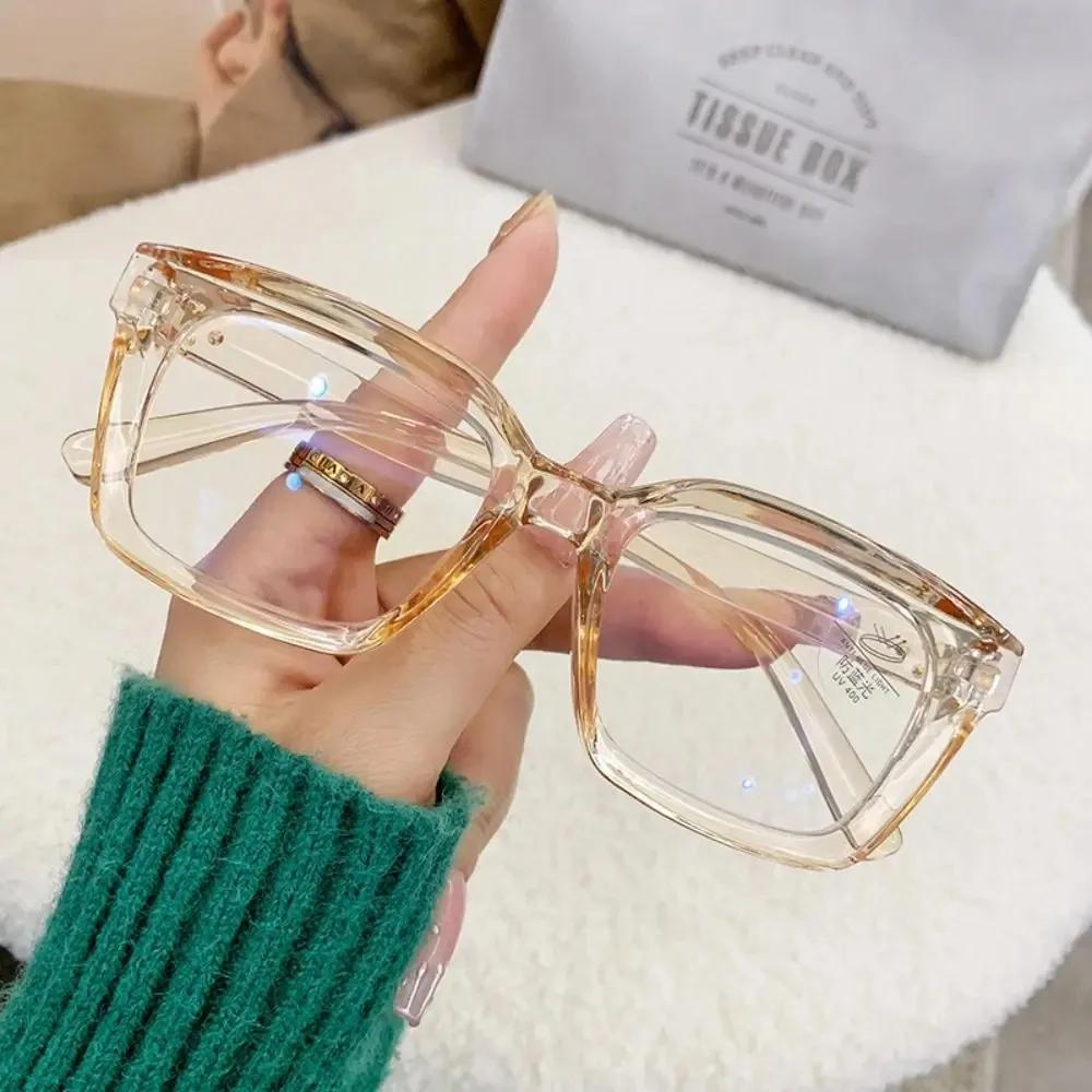 Vintage Blue Light Blocking Glasses Frame Square Flat Mirror Round Face Anti-blue Glasses Men and Women Fashion