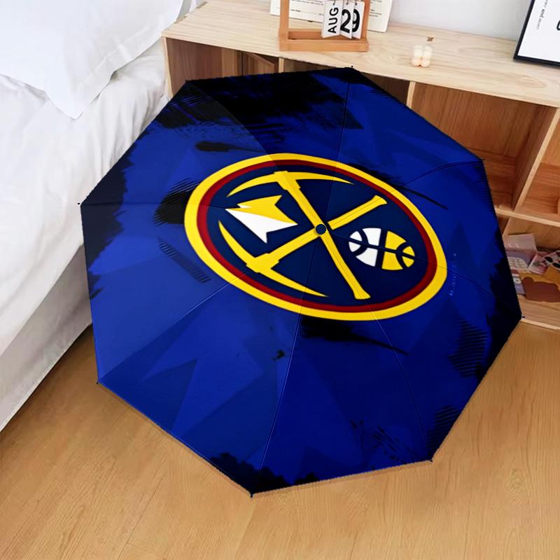 Nuggets Logo Art Umbrella Folding umbrella, automatic umbrella 8-Frame for Travel, camping Use Gift for Halloween Christmas