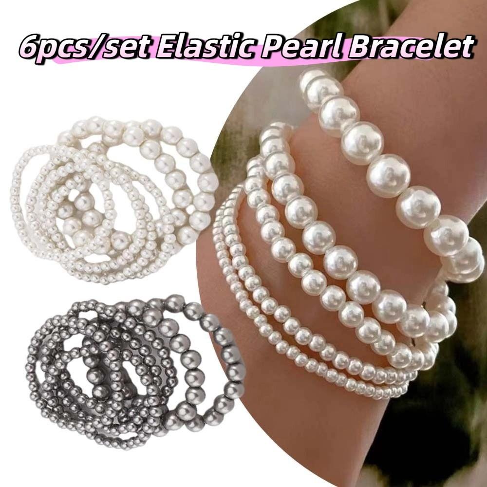 Elastic Elastic Bracelet Baroque Wide Bangle Minority Pearls Bracelet  Ladies