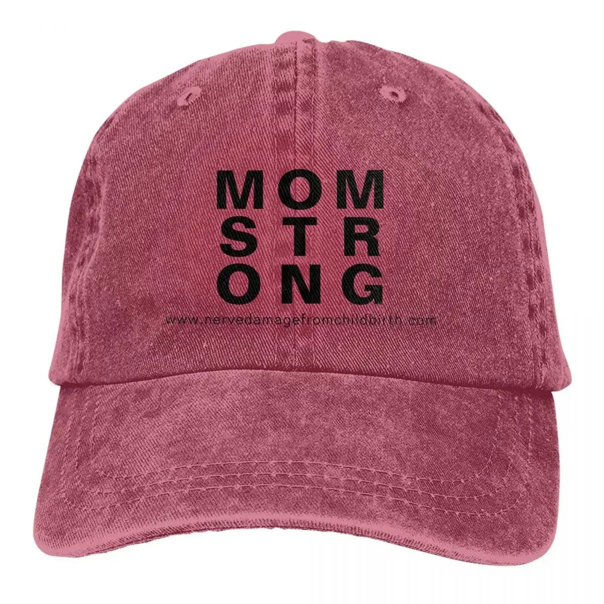 

Strong Mom Hat Gift Mothers Day Gifts Merch Outfits Unisex Baseball Cap Mama Present Distressed Washed Baseball Caps Hat Vintage Adjustable красный
