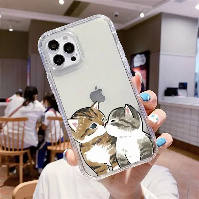 

Чехол для телефона с изображением кота и пары 11, 12, 13, 14, 15 Pro MAX 7, 8 Plus, чехлы для iPhone XR X XS, противоударные сумки Fundas For iPhone 14 Plus гагат