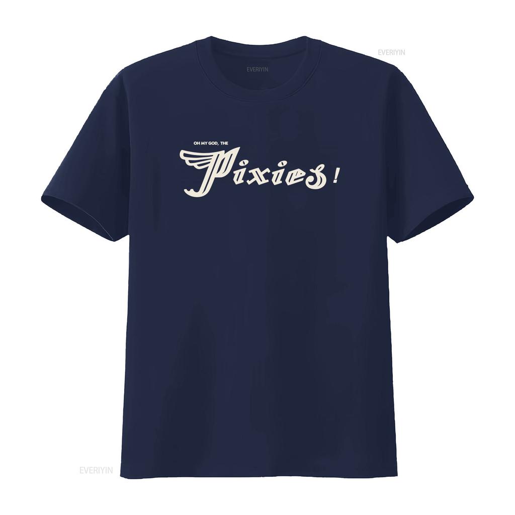 Oh My God The Pixies Band Logo Print T Shirt Black Fashionable Rock Music Fan vintage Washed Comfortable Soft fashion Casual