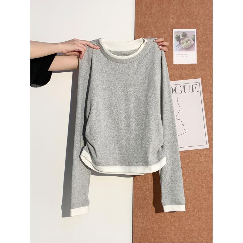 

Women s Slim Fit Color Block Patchwork Long-Sleeve T-Shirt L (Weight 105-115 lbs)