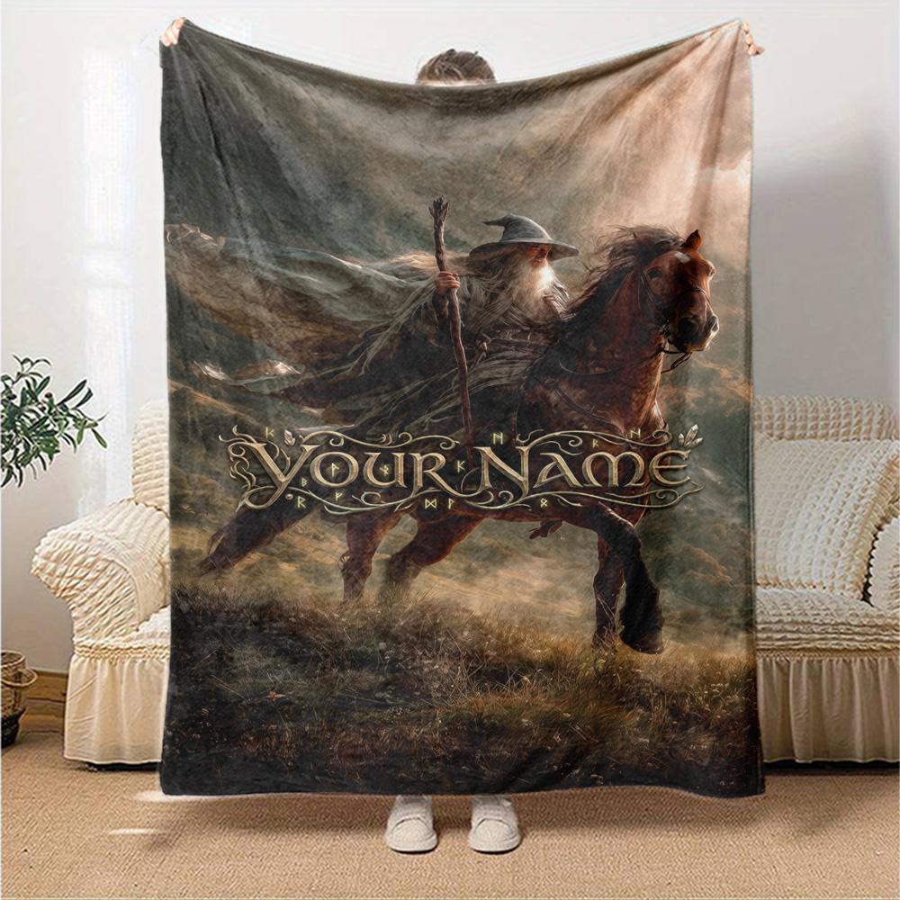 Lord Rings Customize Text Blanket Cozy Personalized Blanket Durable Comfort for Sofa Bed Office Chair Nap Ideal for All Seasons