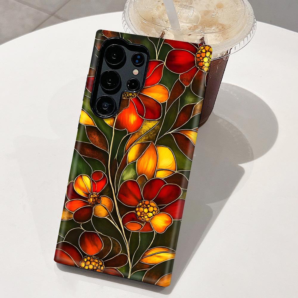 Retro color flower mobile phone case Samsung S26Ultra two-in-one film case S23 anti-drop protective case S22 premium