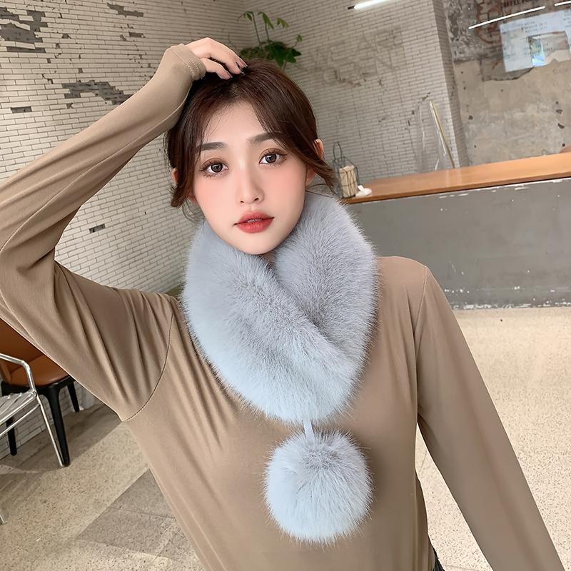 Thickened Faux Fur Scarf Classic Breathable Anti-freeze Winter Coat Collar EMA