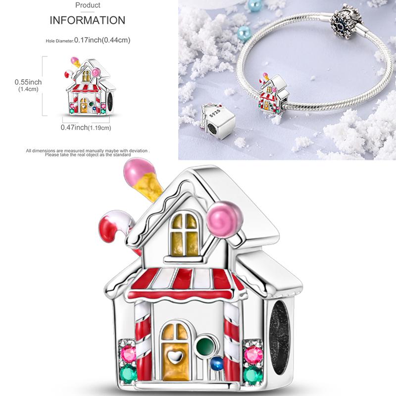 Christmas Bell Dangle Beads Copper Snowman Heart Elk Christmas Tree Snowman Fit Original Bracelet Women Jewelry