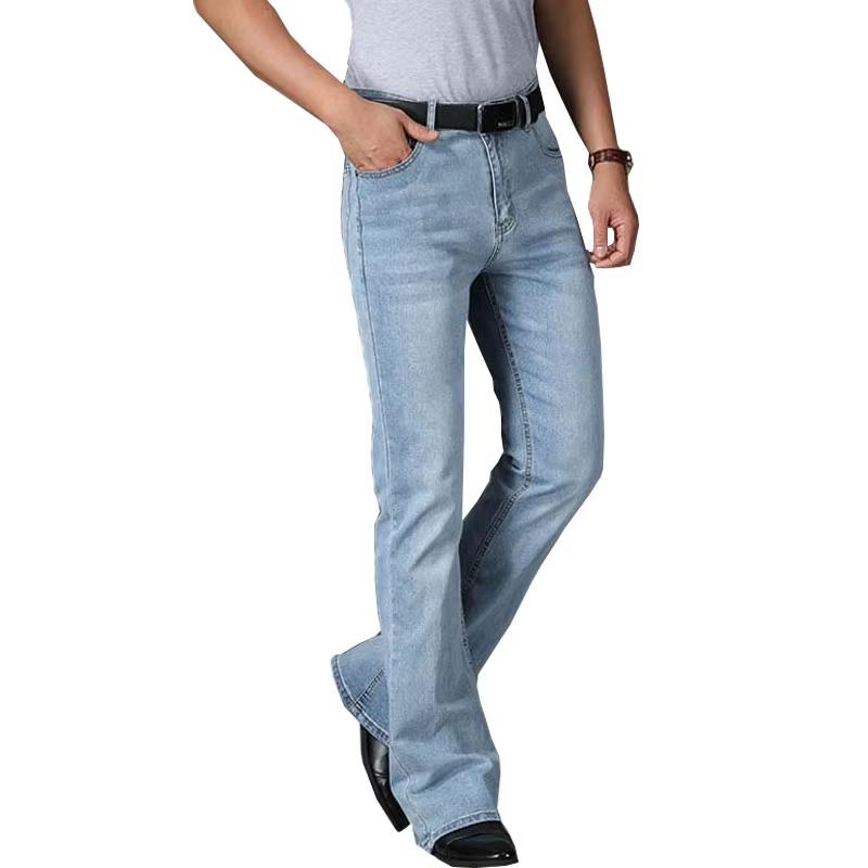 

Мужские расклешенные джинсы светло-голубого цвета, мужские эластичные джинсы с высокой посадкой свободного кроя, размер 28-40 40 светло-синий