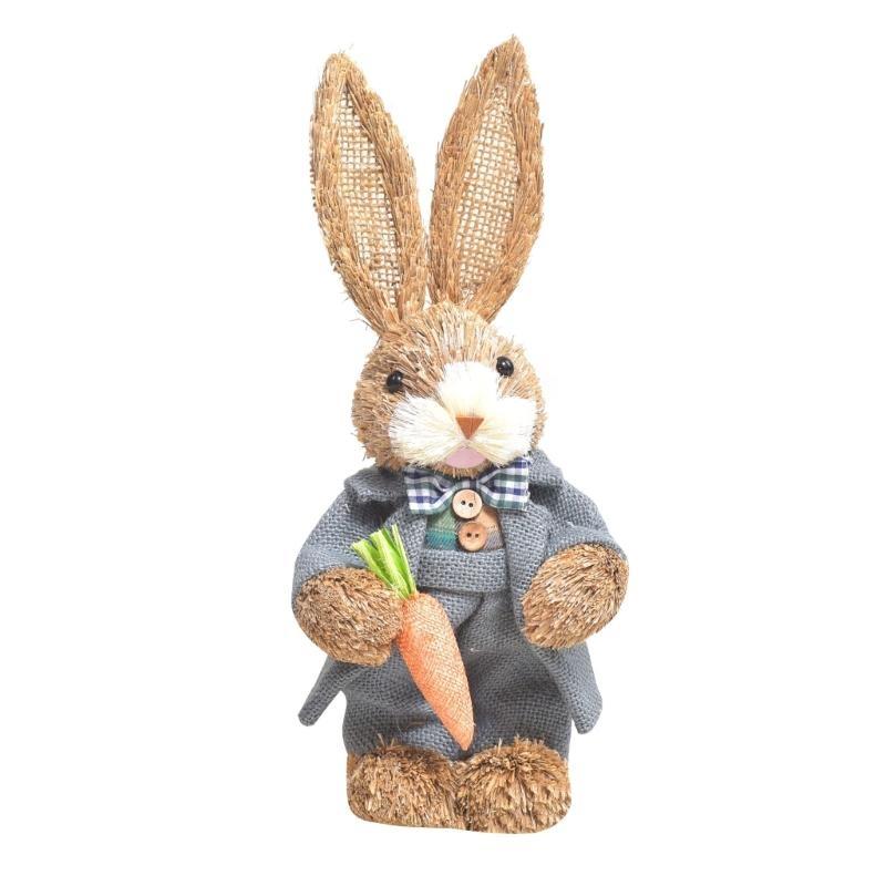 652F Easter Bunny Artificial Straw Rabbit Ornaments for Easter Theme Party Decorations Home Garden Wedding Ornaments Craft