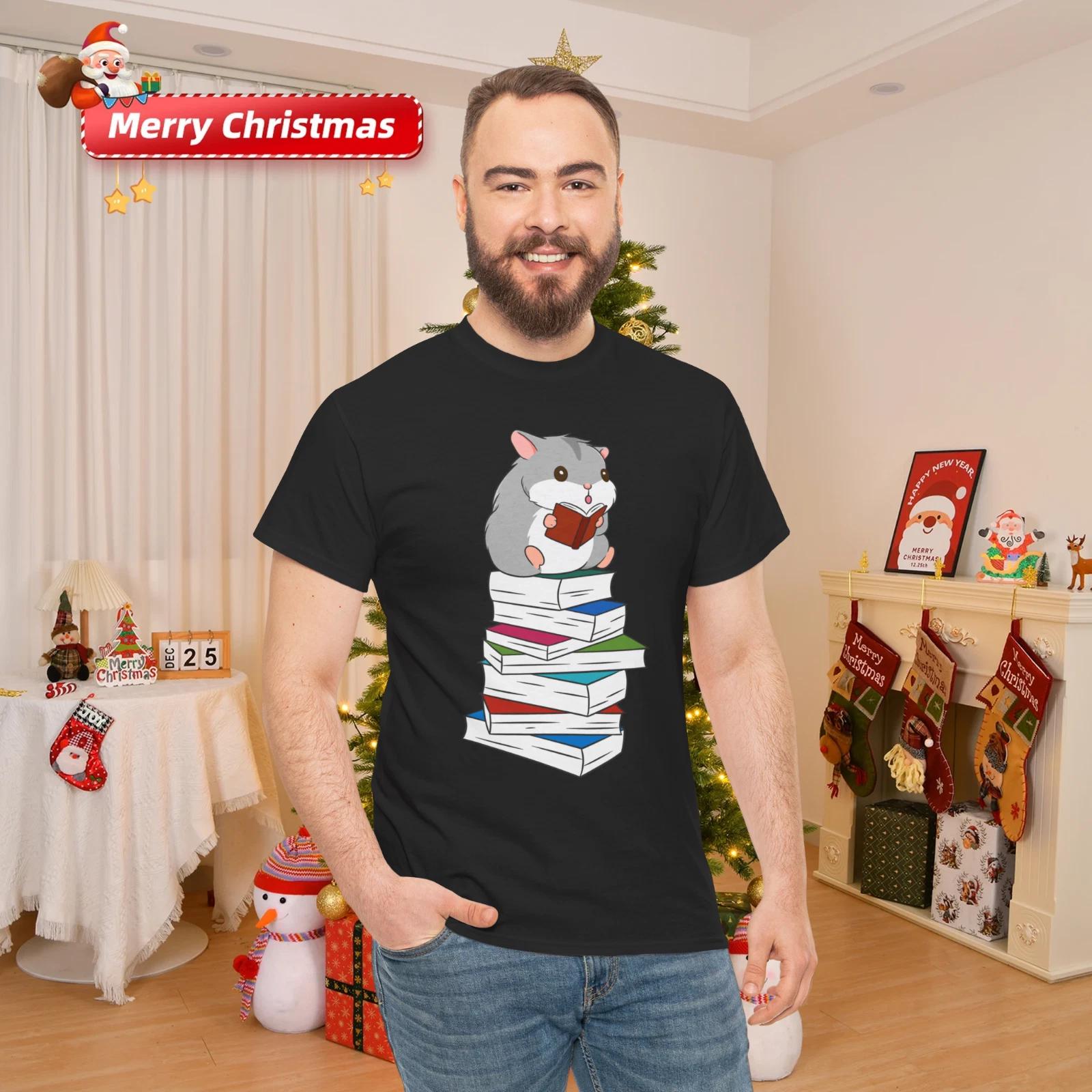 Reading and Hamster Funny Saying Book T- Shirt XL
