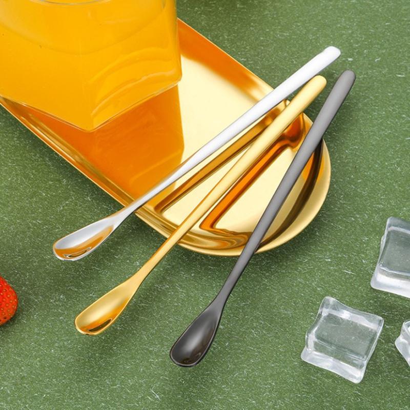 304 Stainless Steel Long Handle Stirring Spoon Coffee Tea Ice Spoon Bar Tableware Fashion Kitchen Tool Seasoning Mixing Dessert