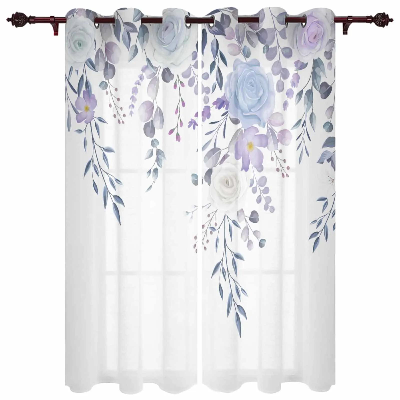 Pflanzen Aquarell Natur Moderne Halle Vorhänge für Wohnzimmer Schlafzimmer Fenster Vorhänge Panele Vorhänge W50 X H130(CM)X2&Grommet Top