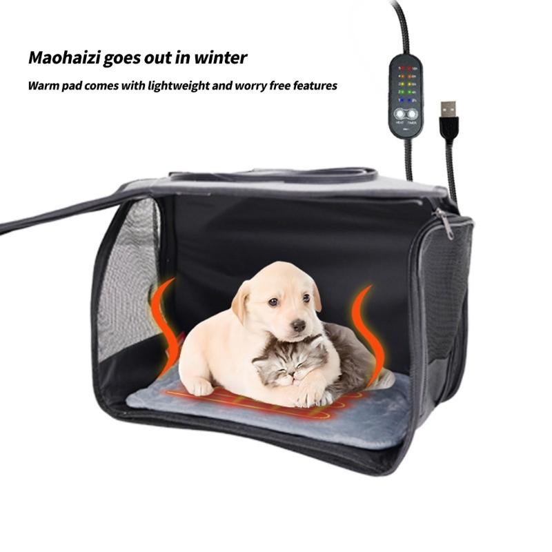 Warming Electric Pet Bed Mat With Auto Temperature Regulation Safe Chew Resistant Fabric For Indoor Outdoor Use