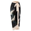 2Pcs/Set Women Printing Monokini with Skirt Sling Bandeau One-Piece Hot Spring Swimsuit with Beach Cover Up