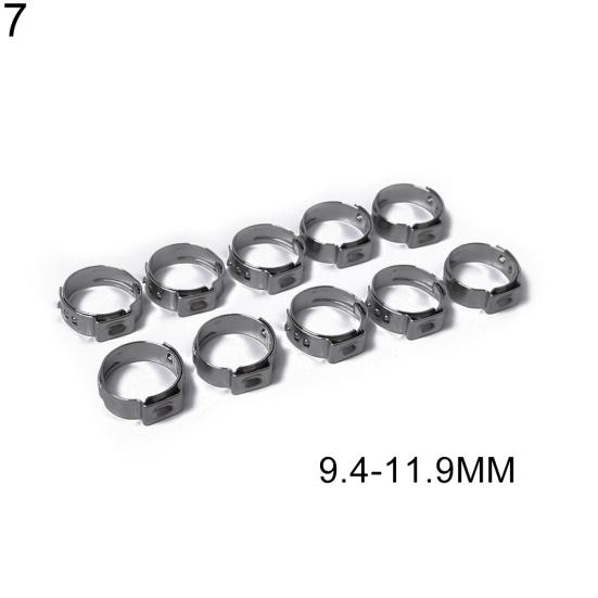10Pcs Single Ear Stainless Steel Hydraulic Hose Fuel Air Pipe Clamps O-Clips