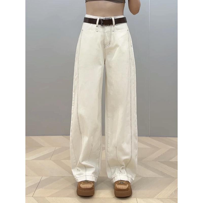 

Джинсы прямого кроя на флисовой подкладке больших размеров для женщин - Осень/Зима 2025, Утягивающие плотные брюки широкого кроя 4XL (Recommended for 160-180 lbs)