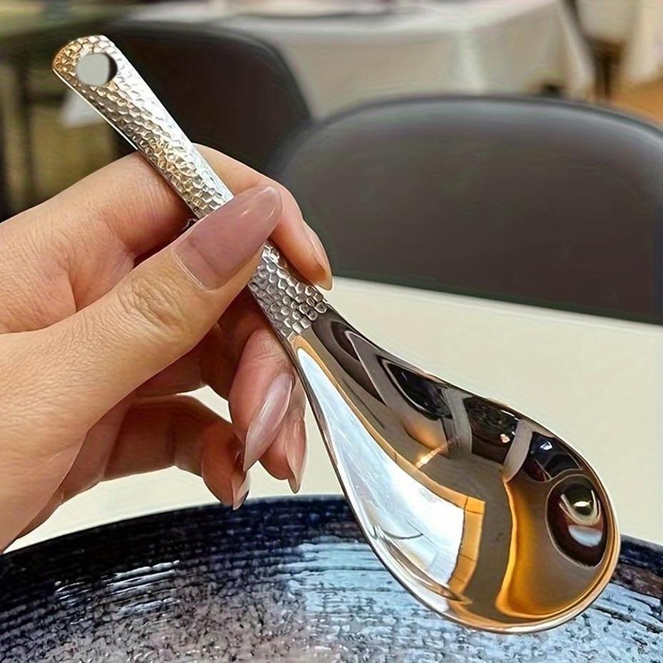 Hammer Muster Löffel Edelstahl Haushaltslöffel Kommerzieller Löffel Esslöffel Hohe Schönheit Retro Suppenlöffel Dessertlöffel