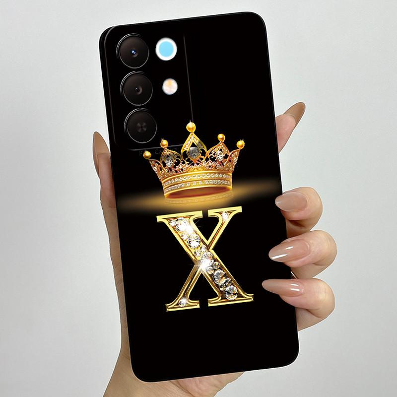 For Realme 15X C85 5G Crown Initial Letter Couple Phone Case Realme15X RMX5250 RMX5253 Soft Silicone TPU Lens Protective Casing