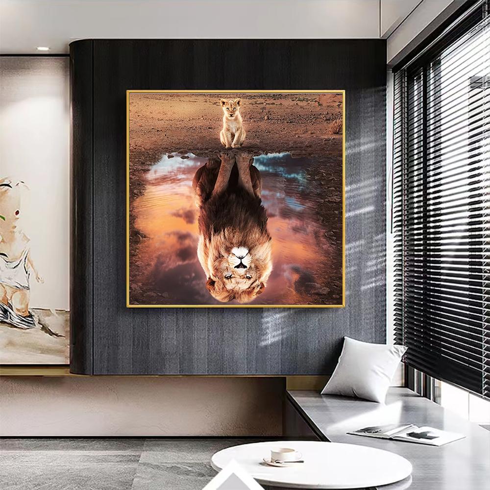 Modern Animal Inspiration Lion Canvas Painting Mentality Is All Posters and Prints Wall Art Pictures for Living Room Home Decor