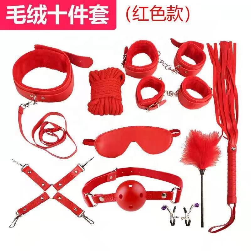 10PCS Fetish Kits Bed Restraints Bondage Plush PU Sexy Flirting Alternative Toys Tied BDSM Bondage