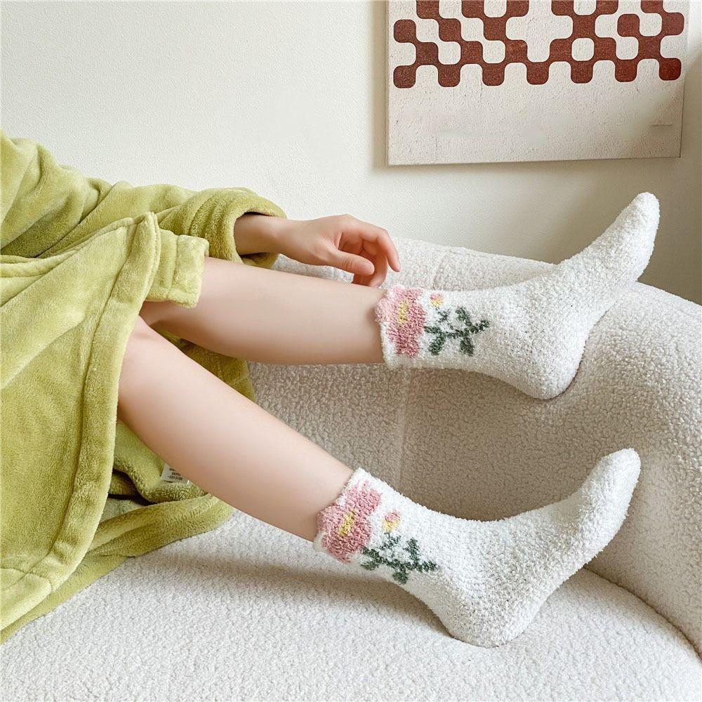 6Pairs Thickened Coral Fleece Socks Winter Warm Socks Women Soft Floor Plush Socks  Autumn