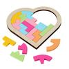Kinder Holz 3D Puzzle Spiel Bunte Puzzle Tangram Math Spielzeug Herz Form Baby Montessori Pädagogisches Lernspielzeug