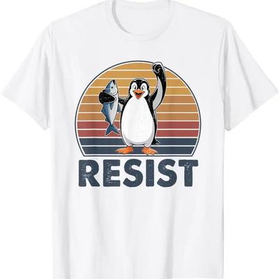 Resist Penguin Activism Penguins Protest Against Tarriffs T Shirt