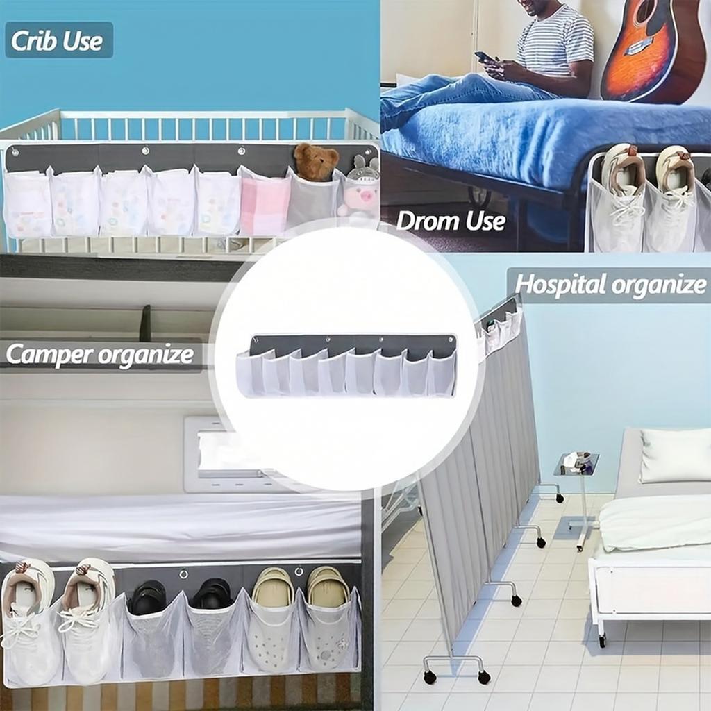 8 Compartment Non-Woven Mesh Shoe Storage for Bedside and RV Hanging