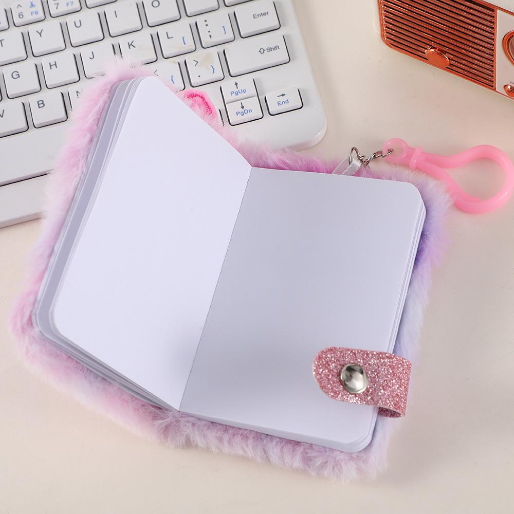 Plush Mini Notebook with Hook - Portable Durable Cute Kitten & Puppy Diary with Sticky Notes
