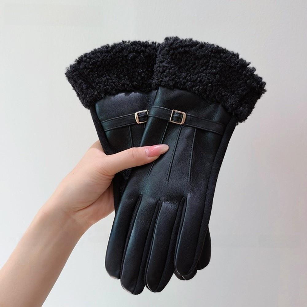 Warm Touch Screen Gloves Thick Thermal Winter Gloves Retro Fleece Lined Gloves  Commuting
