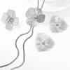 Gold Flower Drop Earrings Elegant Hollow Woven Design Comfortable for Office Commute Wedding Party Daily