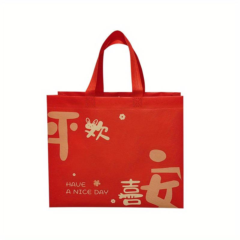 2026 Peace gift bag festive gift bag wedding non-woven handbag Spring Festival shopping bag New Year red blessing bag 43cm 50cm