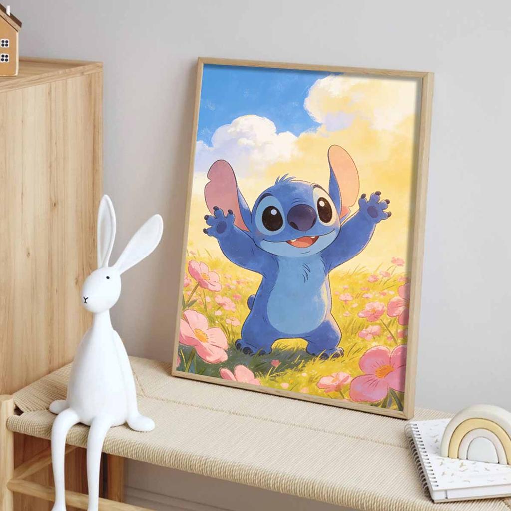 Disney Diamond Painting 5D DIY Full Circle Diamond Painting Kit Stitch Flower Field Home Bedroom Wall Decor Crafts