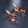 Colorful Cubic Zirconia Long Drop Earrings, Luxury Geometric Crystal Earrings, Elegant Evening Party Jewelry Gift