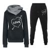 Spring and Autumn Winter Casual Sportswear Set with Love Letter Printed Women's Hoodie and Sweatshirt Set Trendy