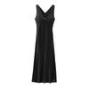 Jnleaog Autumn New Women's Clothing Fashion French Style Design Easiest for Match Silk Satin Texture Midi Skirt Dress