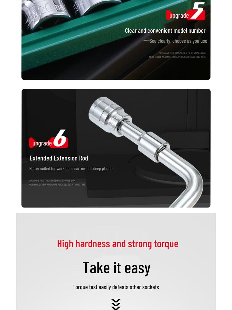 Quick L-Type Hexagonal Socket Wrench Set with Extensions