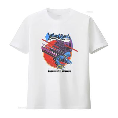 Judas Priest 80s Screaming For Vengeance Vintage T Shirt Men Rock Band  Vintage Washed Stretched Fashion Graphic Breathable